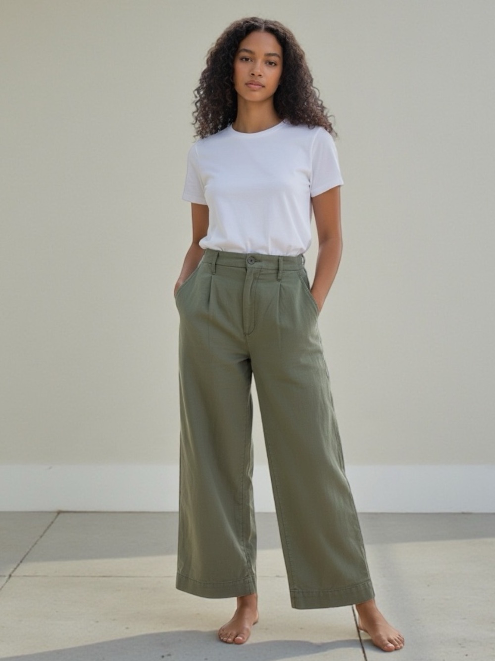 PILCRO Anthropologie Olive Green Wide Leg Pants Size 30 EUC - Picture 14 of 14